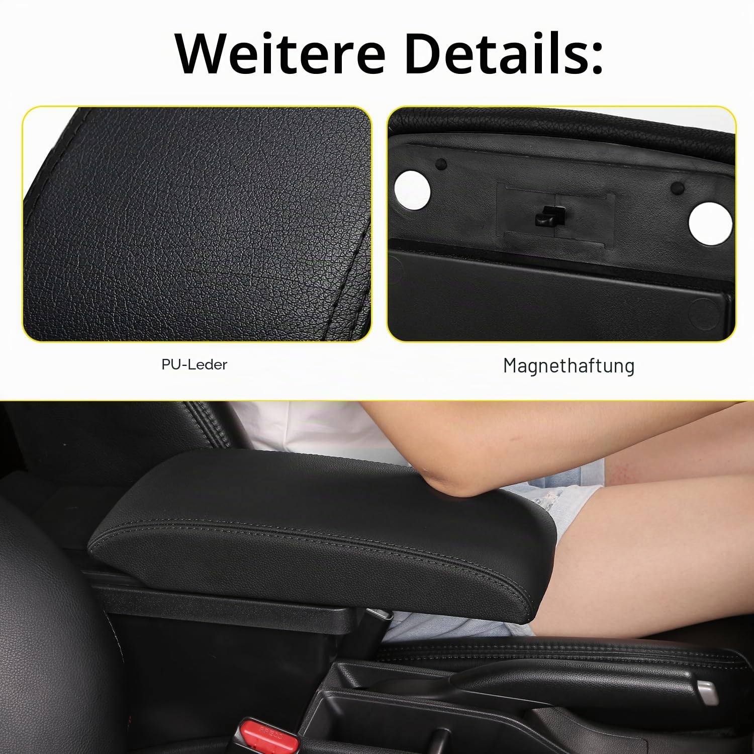YJYWZH für Suzuki Jimny Armlehne Doppelschicht Consoles Armlehnen Auto Aufbewahrungsbox (Jahr 1998-2017, Schwarz)