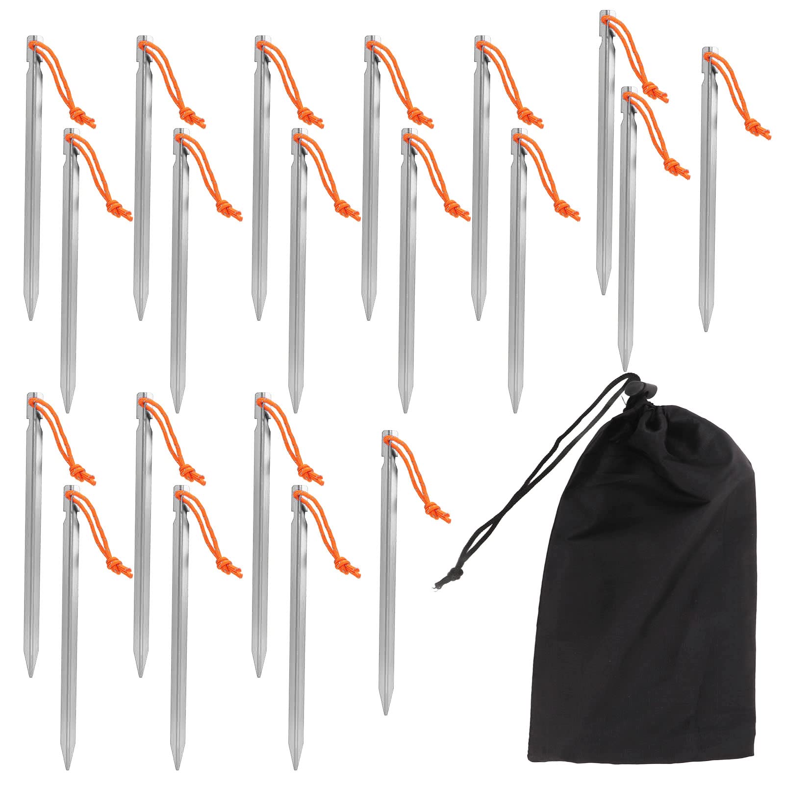 Picchetti per Tenda Resistenti da 20 Pezzi, Picchetti in Alluminio a Forma di V per Campeggio, Design Leggero e Impermeabile da 9 Pollici (Argento Bianco)