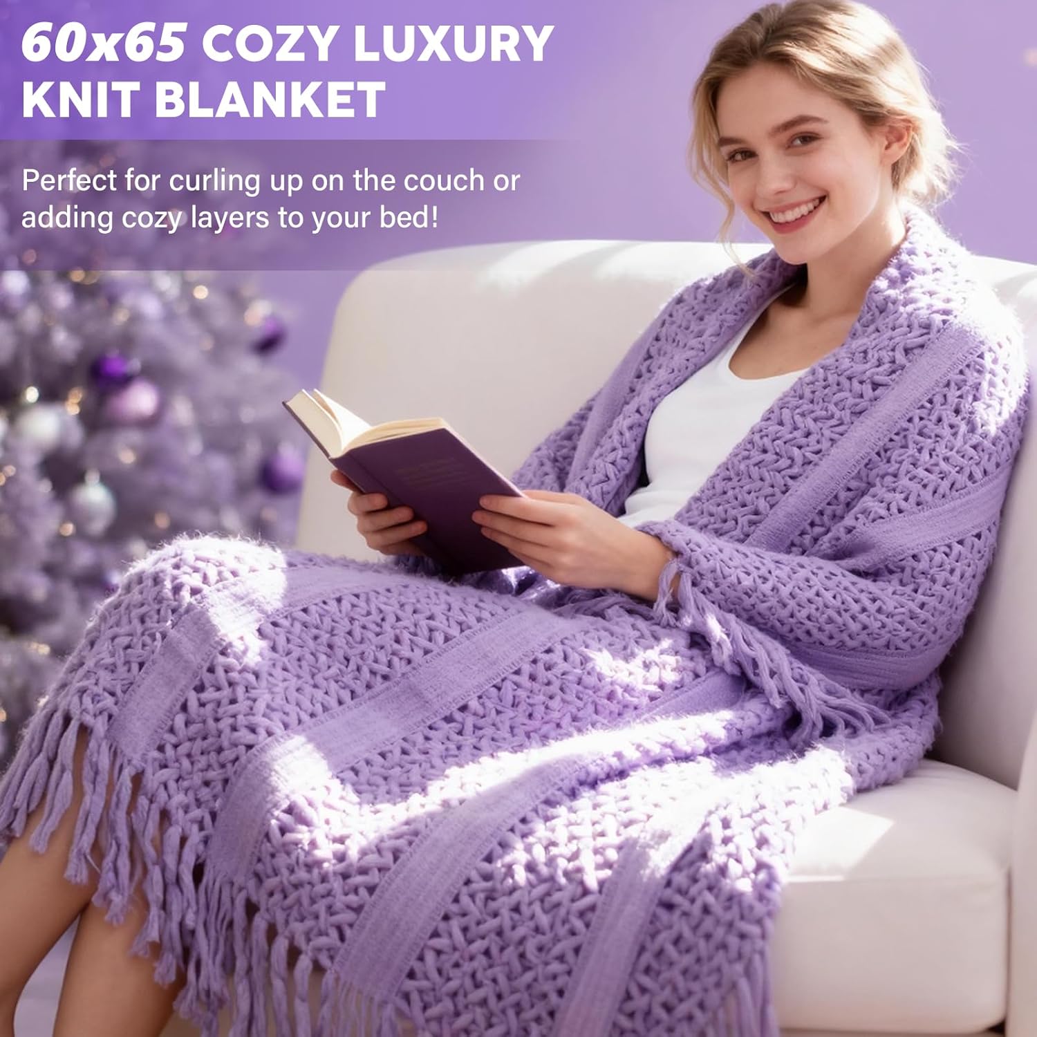 Birthday Gifts for Women Mom Daughter Best Friend - Unique Christmas Valentines Day Gifts for Her Wife Girlfriend - Lavender Self Care Get Well Soon Gift, Spa Gift Baskets w/Blanket Care Package - Image 3