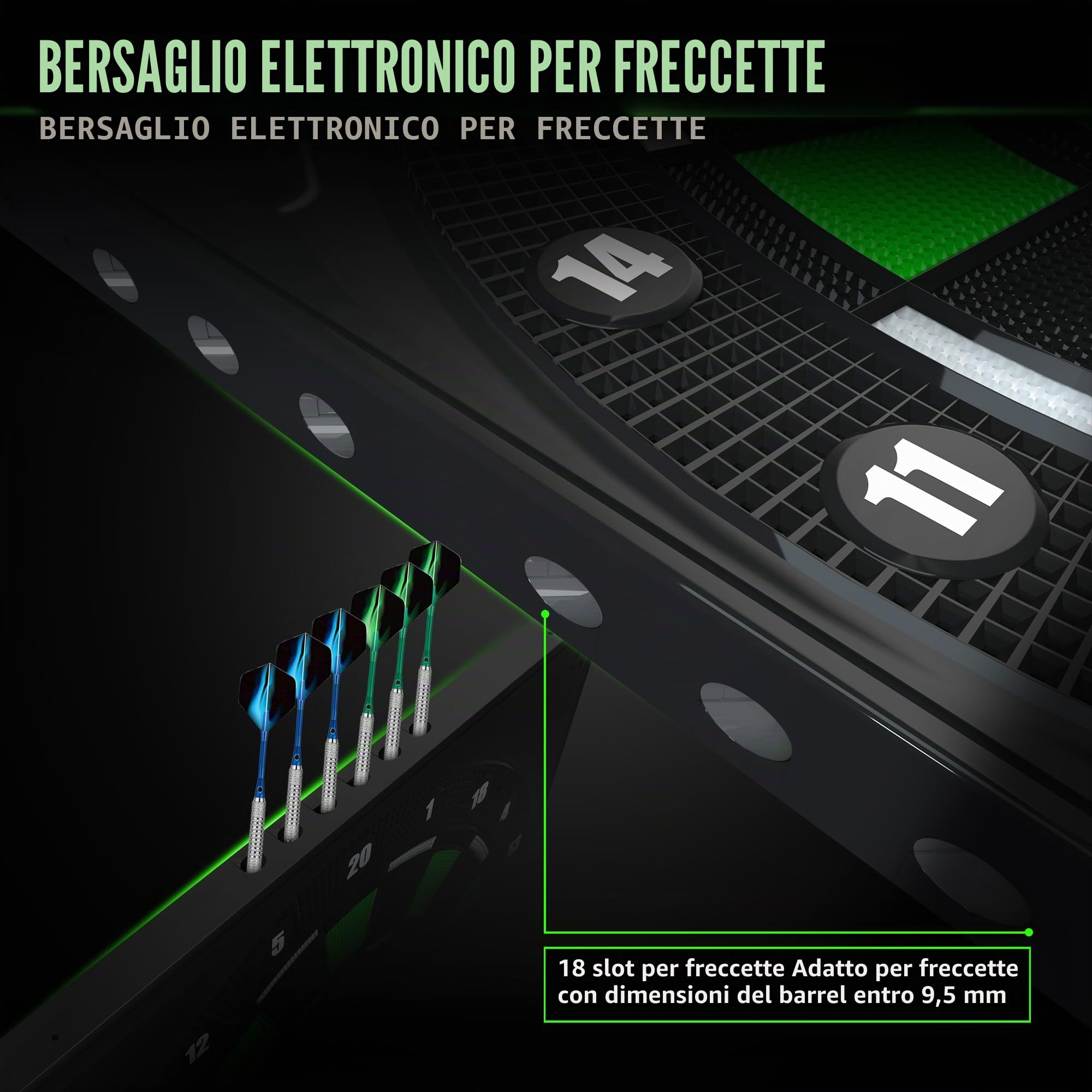 CyeeLife Bersaglio Freccette elettronico - Display LED - Bersaglio con 12 Freccette,24 Alette, 50 punte morbide e accessori,1-8 Giocatori, Innovativo con 34 variazioni