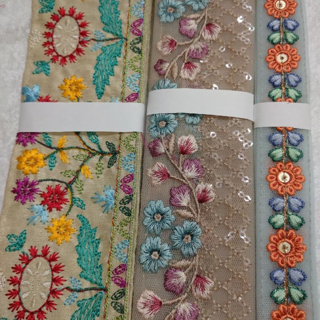 インド刺繍リボン 19 インド製 刺繍リボン 約50mm幅生地の通販