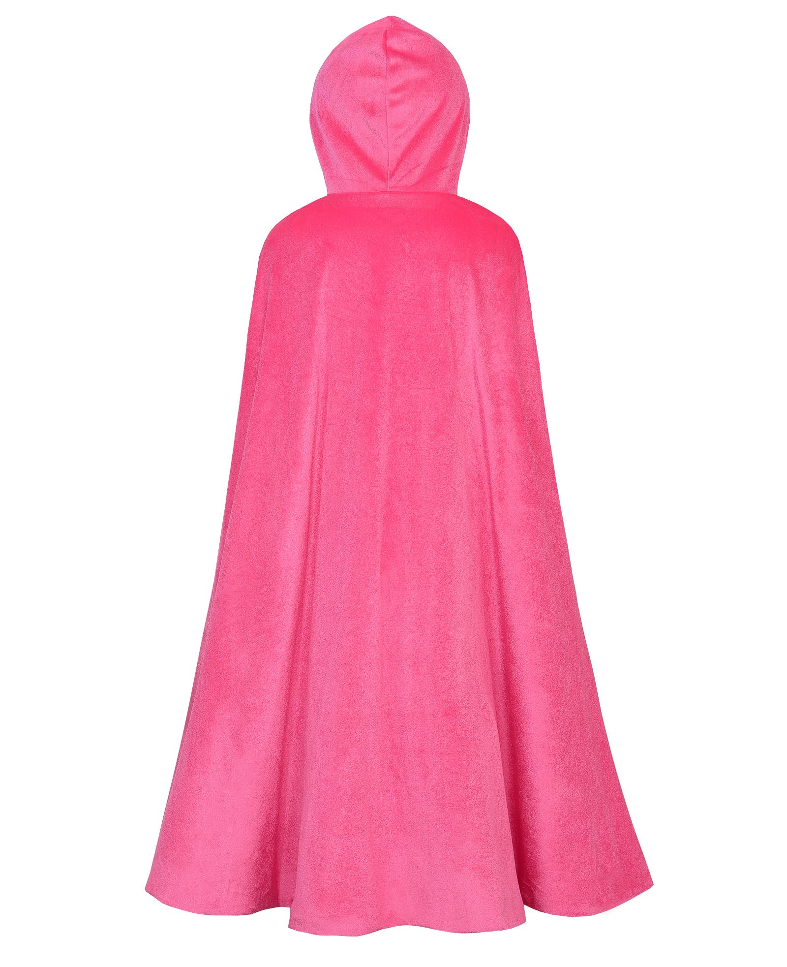 JerrisApparel Girls Cape Dress Coat Matching Princess Costume Christmas Carnival (M, Rose) - Image 2