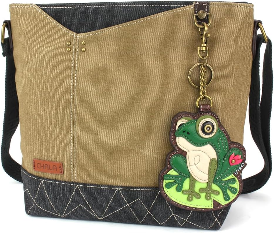 CHALA Prism Crossbody Womens Shoulder Purse with Adjustable Strap - Lily Frog - olive