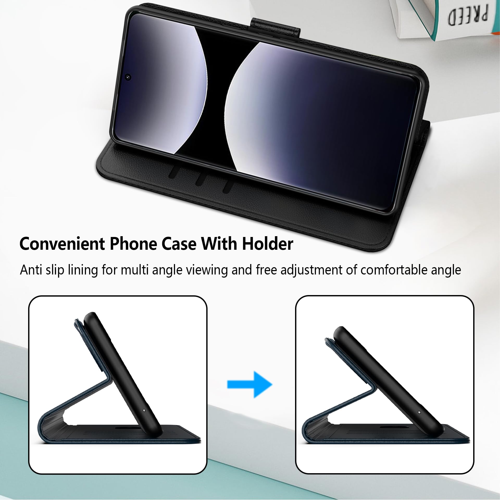 Coque Portefeuille Pour Xiaomi Redmi Note 14 Pro 5G - Cuir PU, Fermeture Magnétique - 4 Emplacements Cartes + Poche Billets - Support Inclinable - 4