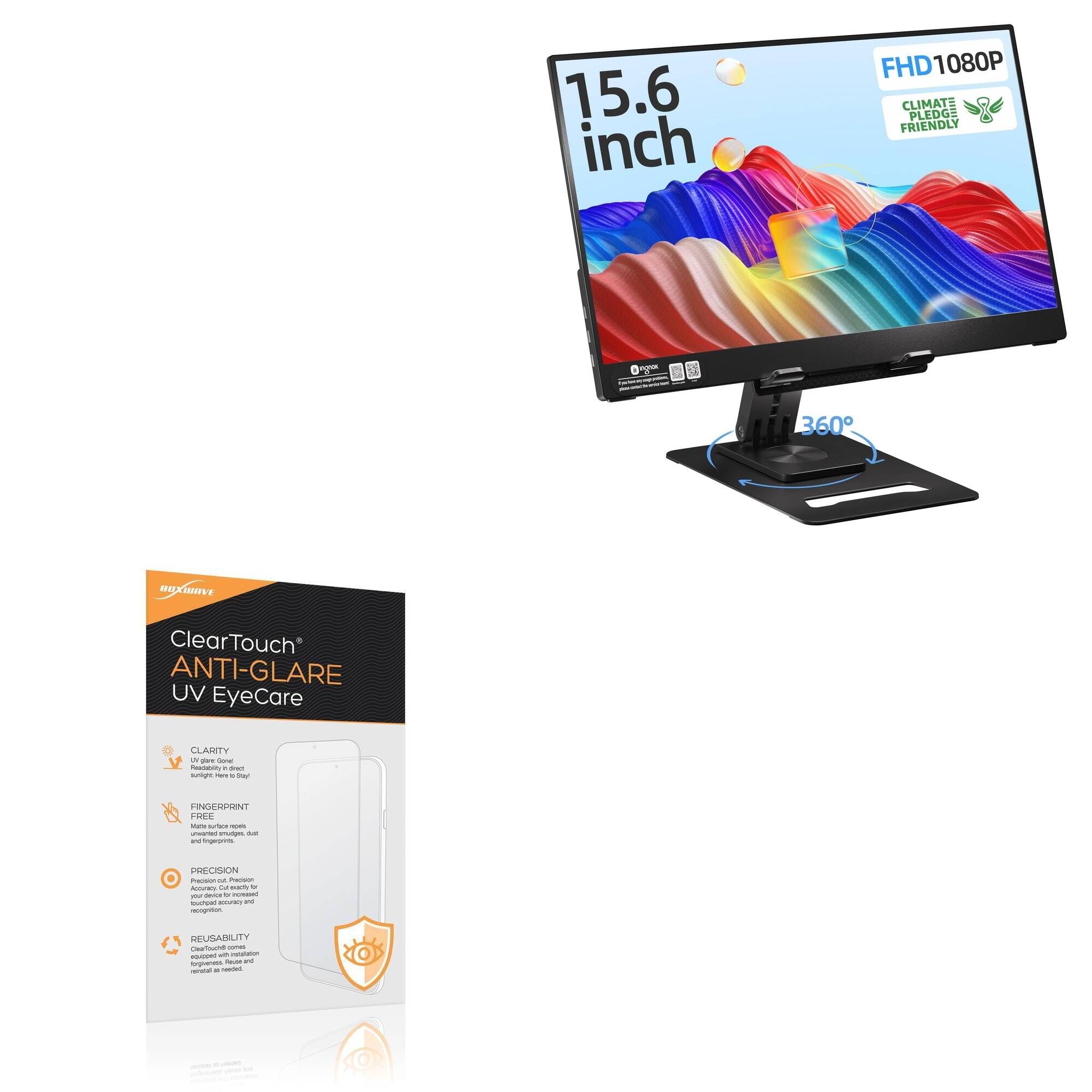 BoxWave Screen Protector Compatible With Ingnok FHD IPS Portable Monitor (15.6 in) - ClearTouch Anti-Glare Anti-UV EyeCare (2-Pack), Filters out Harmful Blue Light Reduce Fatigue