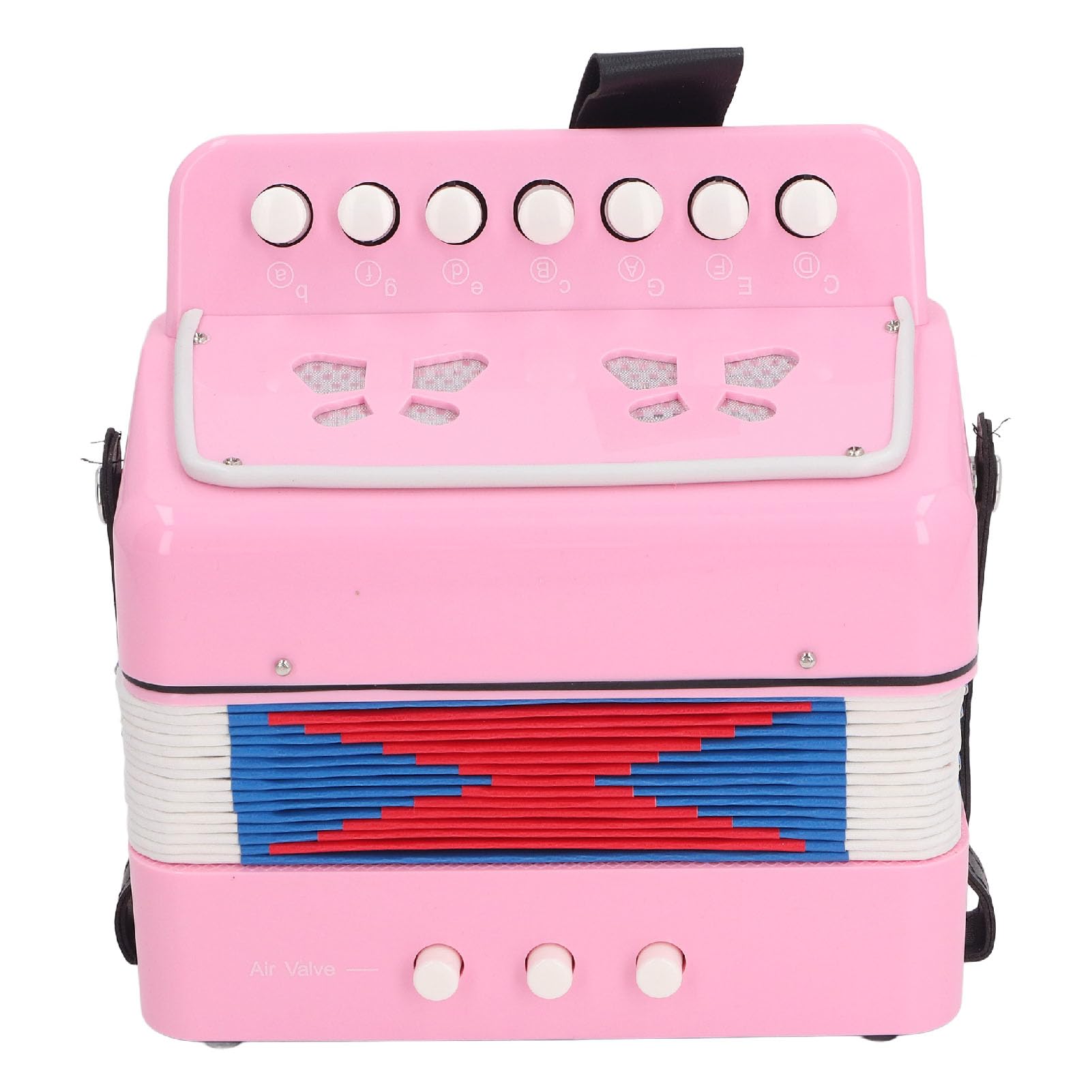 Fisarmonica a Pulsanti 7 Tasti, Rosa, per Principianti e Bambini, Portatile e Facile da Imparare