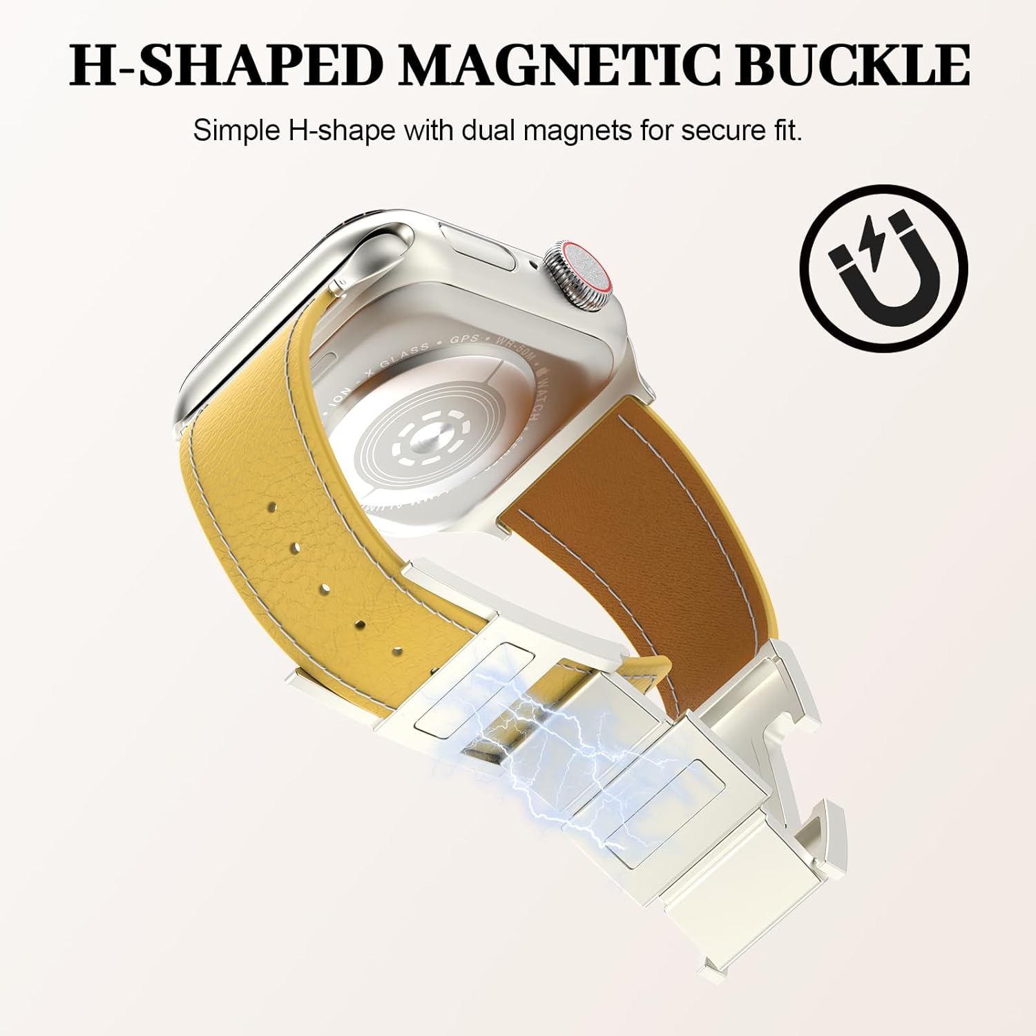 Designer Leather Magnetic Band Compatible with Apple Watch Ultra Band 49mm 46mm 45mm 44mm 42mm 41mm 40mm 38mm, Replacement Strap for Women Men iWatch Ultra 2/Ultra/SE/Series 10/9/8/7/6/5/4/3/2/1 - Image 2