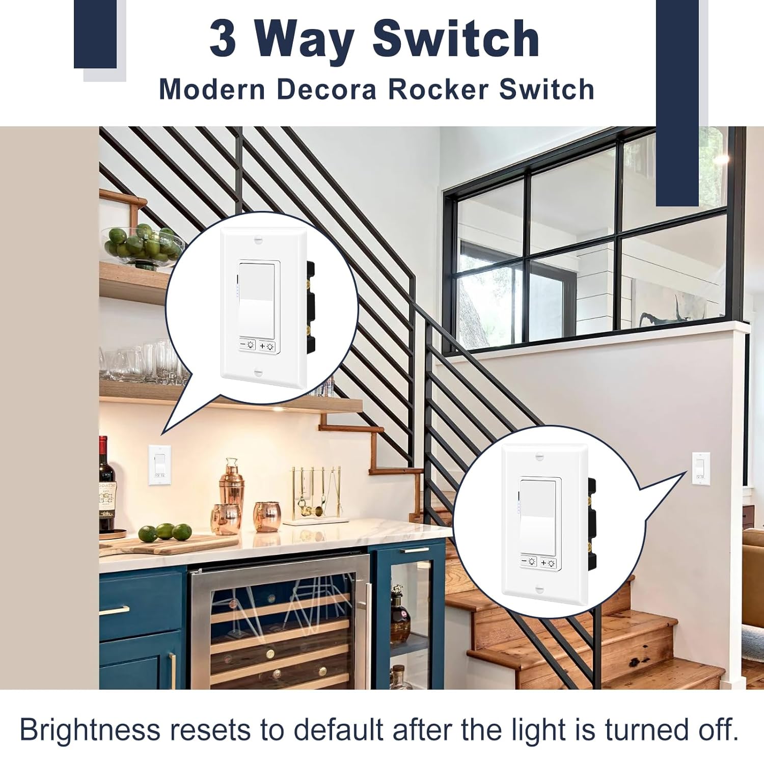 Greencycle 2 Pack Dimmer Light Switch, Single Pole or 3-Way, Compatible with 300W LED/CFL & 600W Incandescent/Halogen, 15A 120V, No Neutral Wire Required, UL Listed, Wall Plate Included, White