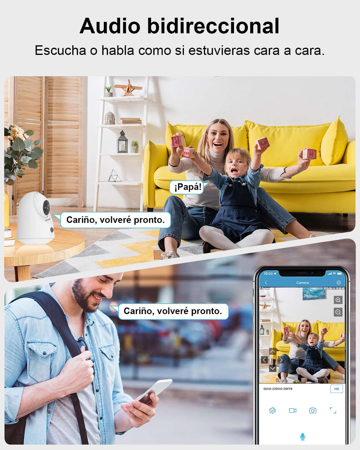 GENBOLT 2K WiFi para Interiores Cámara de Seguridad, cámara para Mascotas | Panorámica e inclinación, alimentada por batería de 5000 mAh, detección PIR