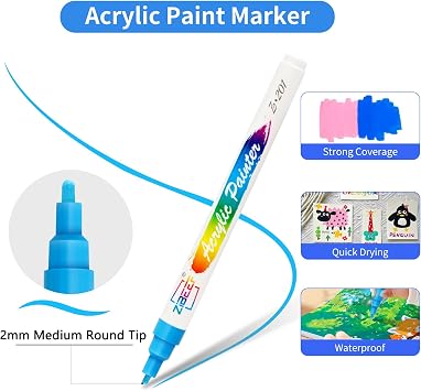 Guangna Acrylic Paint Markers, Acrylic Paint Pen, Waterproof & High Saturation Ideal for Wood, Metal, Plastic, Canvas, Fabric, Glass, Ceramic, Rock Painting DIY Art Supplies (Fine Tip, 168)