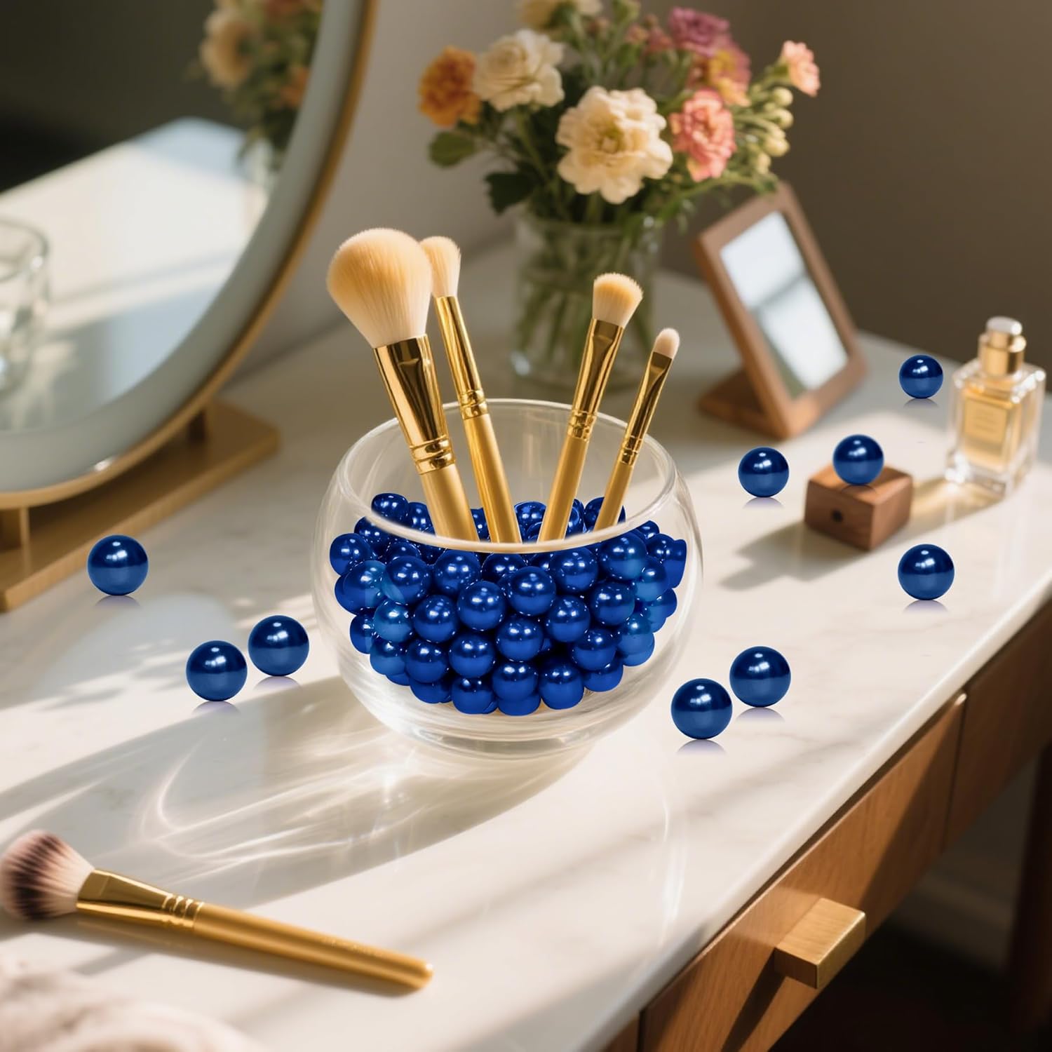 1400Pcs Navy Blue Vase Filler Pearl Beads for Crafting 8mm Beads No Holes Decor Suitable for Wedding Decor, Party Decorations, Centerpiece Table Decorations - Image 4