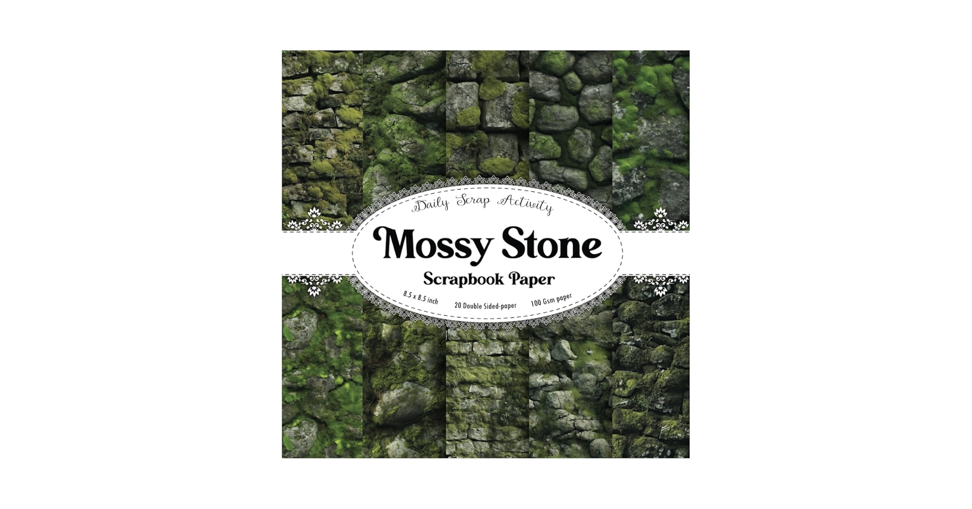 Mossy Stone Scrapbook Paper: Wall Overgrown Brick