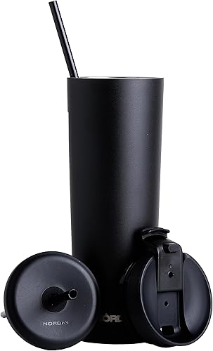NORDAY Vaso con tapa y popote  Bloom 30oz  Vaso aislado negro  Vaso de acero inoxidable  Taza de café de doble pared  Mantiene la temperatura disponible en Yaxa Peru