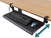 Vista 8 de Stand Up Desk Store - Bandeja ajustable y retráctil para teclado, con abrazadera compacta, debajo del escritorio, optimización de espacio, 25 x 11.5