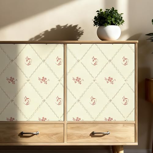 Miniatura 27 de GloryTik Papel tapiz de contacto floral para despegar y pegar, moderno, blanco y dorado, papel de pared autoadhesivo extraíble para gabinetes