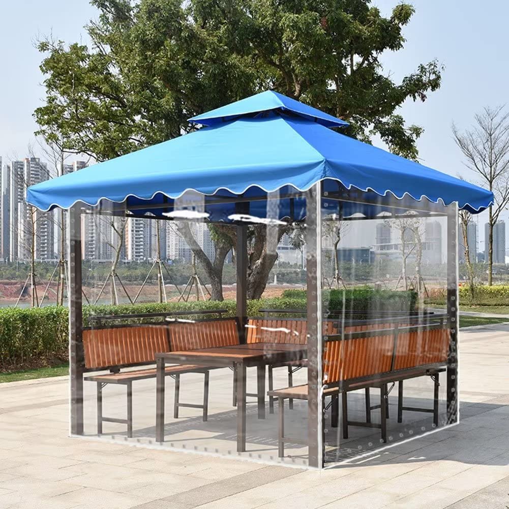 8m x 2.9m Transparent PVC Waterproof Outdoor Curtains for Gazebos and Balcony Windproof Terrace Pavilion Cover 500g/M²