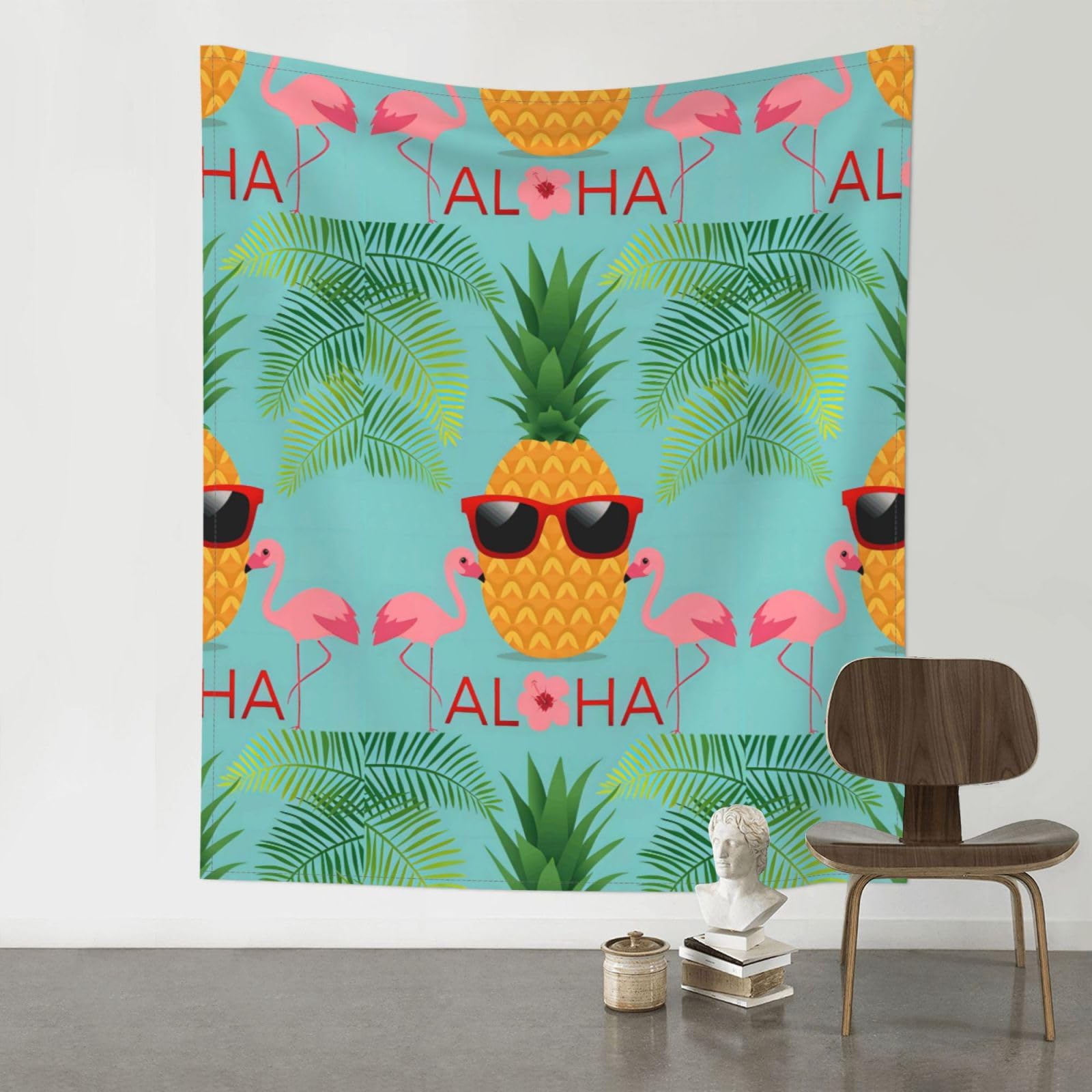 HJFCZH Pineapple Flamingo Prints Wall Tapestry 60x51in – Artistic Home Decor Throw Blanket for Bedroom, Dorm, Beach & Picnic