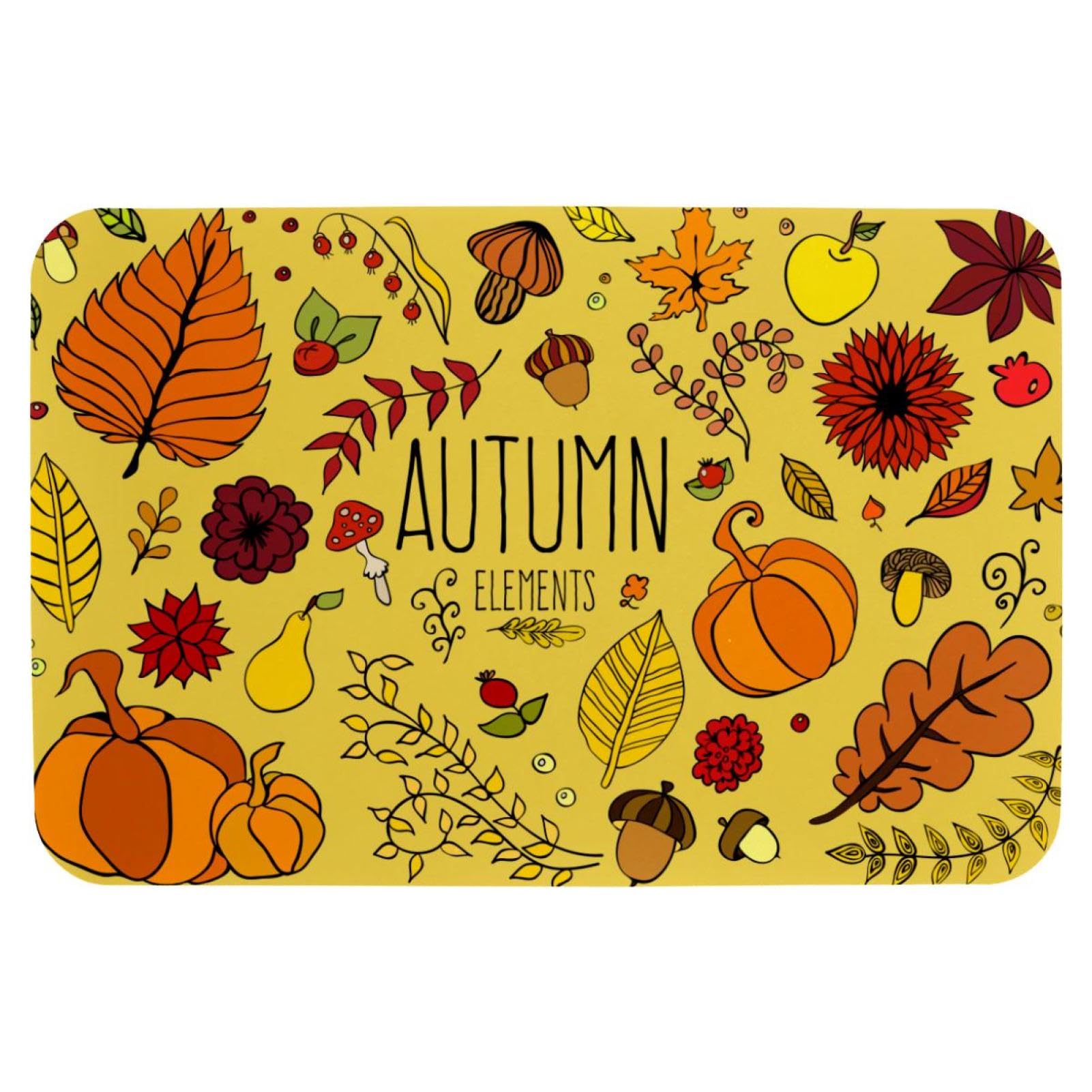 MUOOUM 40 x 60 cm Bathroom Bath Mat Rug, Autumn Bature Floral Elements Super Absorbent and Non-Slip Bathroom Mat, Quick Dry Bathroom Floor Mat for Shower Tub Bathtub Sink