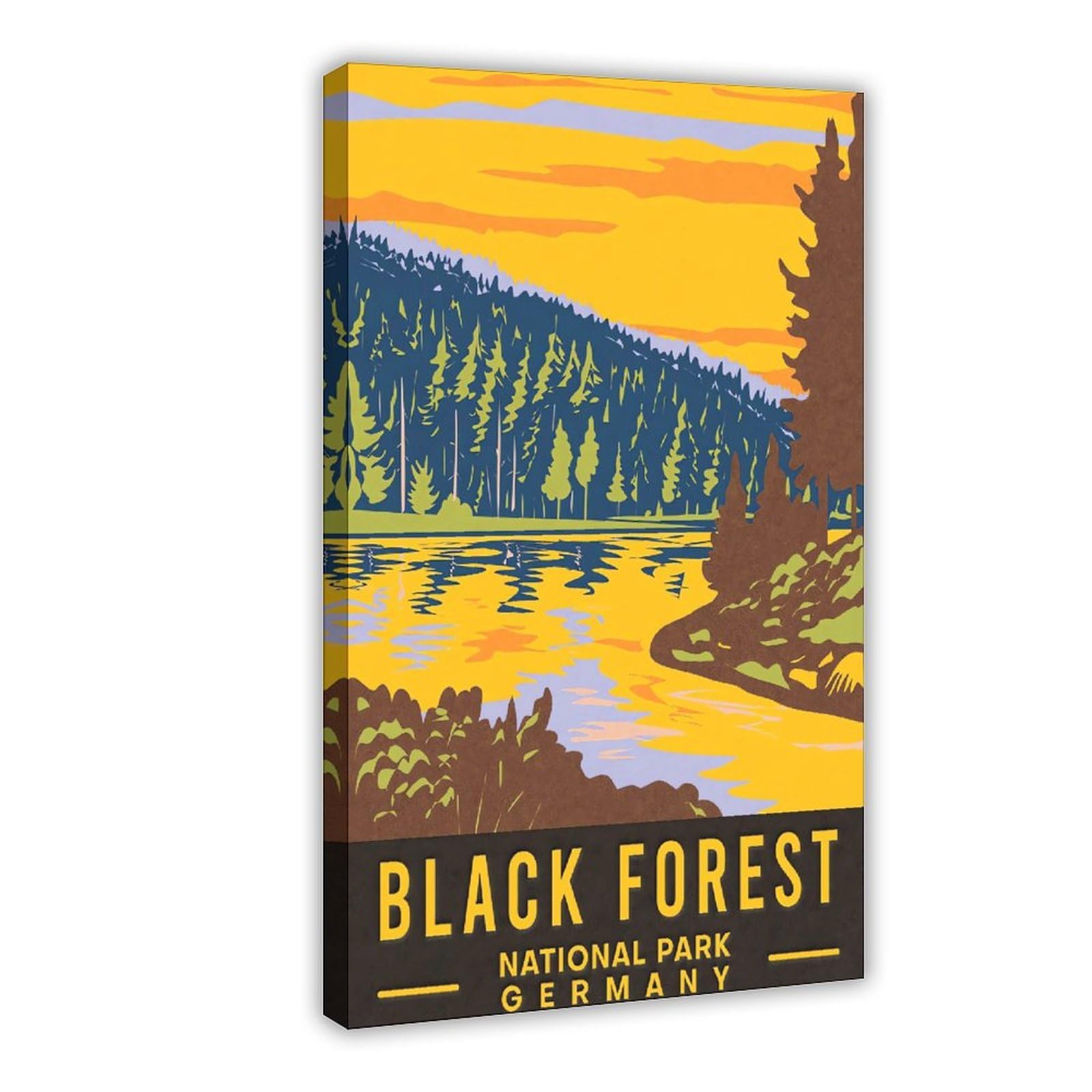 QNVJQKDSI Black Forest Travel Vintage Canvas Poster Wall Art Decor Print Picture Paintings for Living Room Bedroom Decoration 20" L X 30" W