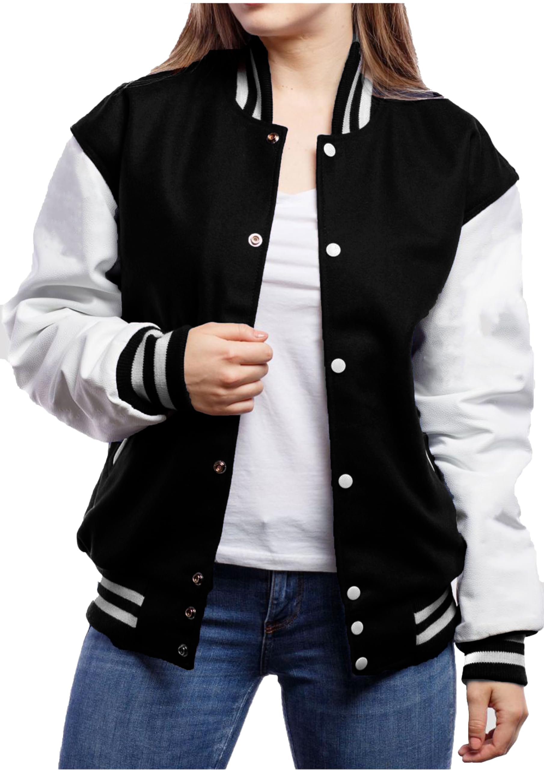 drobe Cotton Blend Standard Length Long Sleeves Winter Varsity Jacket For Women-picture-41