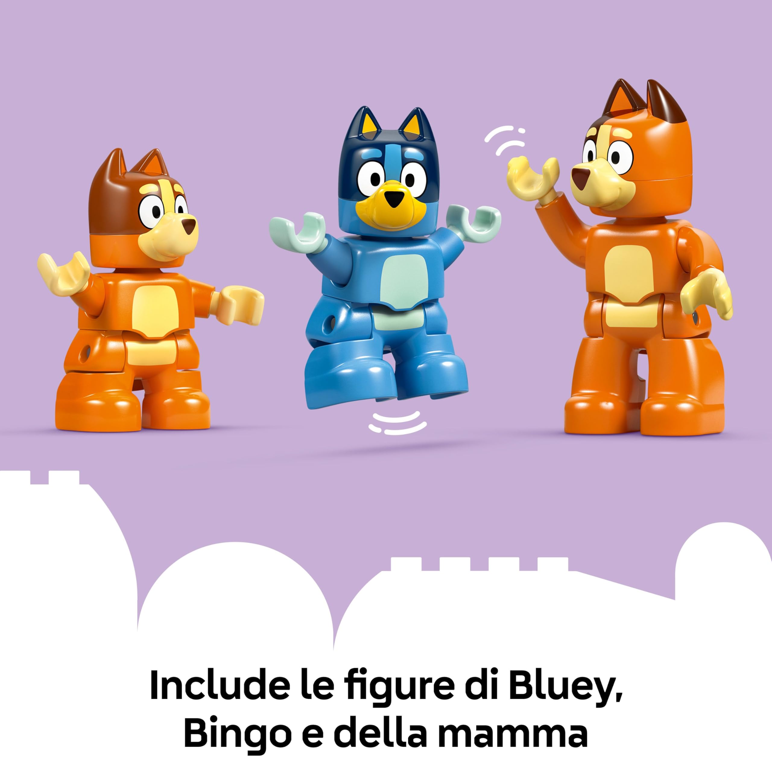 LEGO DUPLO Bluey: Casa della Famiglia Bluey con Gioco di Memoria - Giochi Educativi con 3 Personaggi, Casetta con Finestre Apribili e Gioco da Tavolo - Regalo per Bambine e Bambini 3+ Anni - 10459