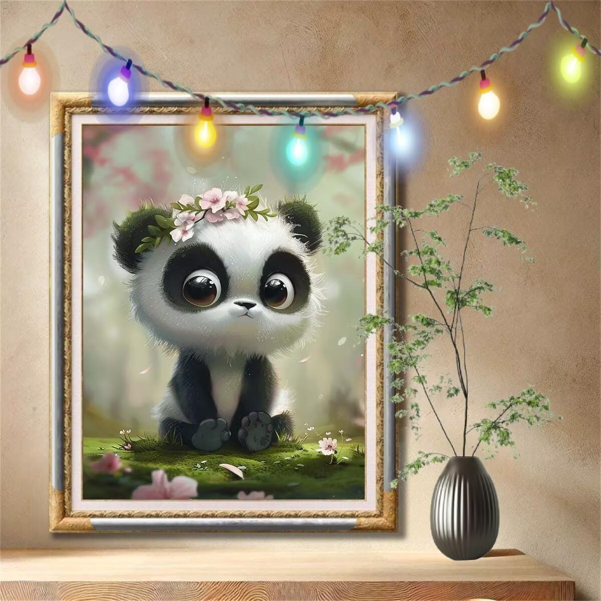 5D Peinture Diamant Adulte, Panda roux,Paysage Diamond Painting grand (120x160cm), DIY Painting Diamant Artisanat Strass Dessin pour Débutants, Diamant Mosaïque Painting pour Maison Decor 57F-9100