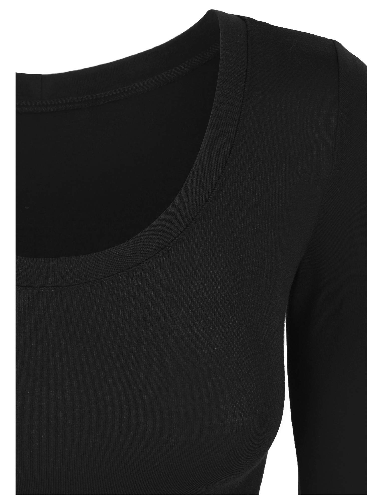 KOGMO Womens Long Sleeve Crop Top Solid Round Neck T Shirt: Medium 224_black