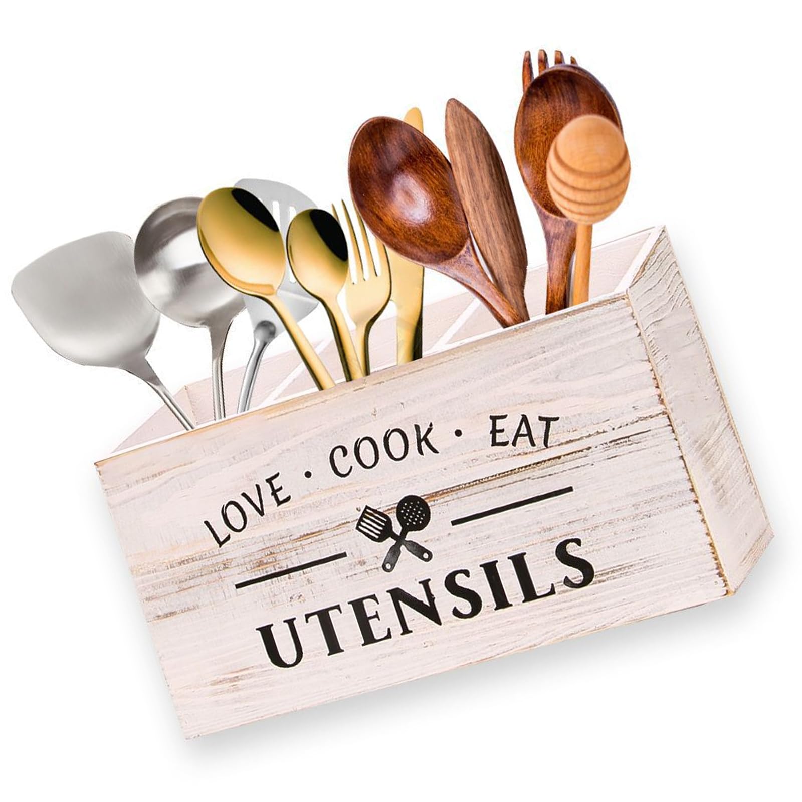 NVOQILIN Spacious 4 Compartment Wooden Kitchen Organizers for Storing Spoons Forks and Napkins Kitchen Drawer Planner