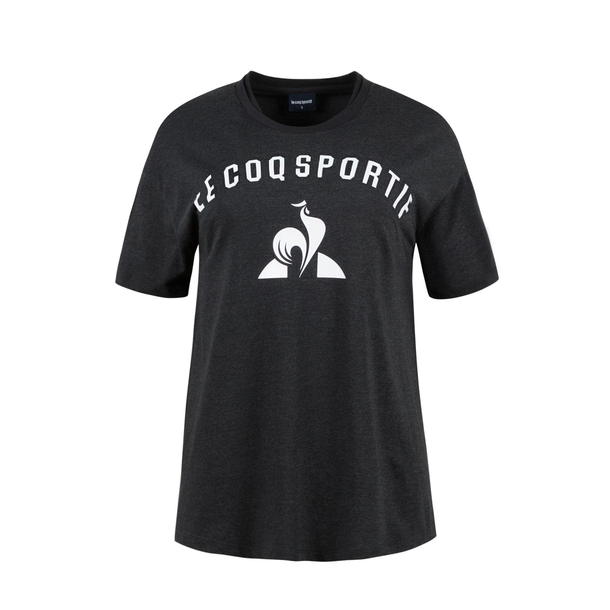 Le Coq Sportif - Sport Tee Loose N°1 W - T-Shirt Oversize Femme - Manches Courtes Coton Polyester Élasthanne - Coupe Ample Jersey Doux Respirant - Taille S - Black