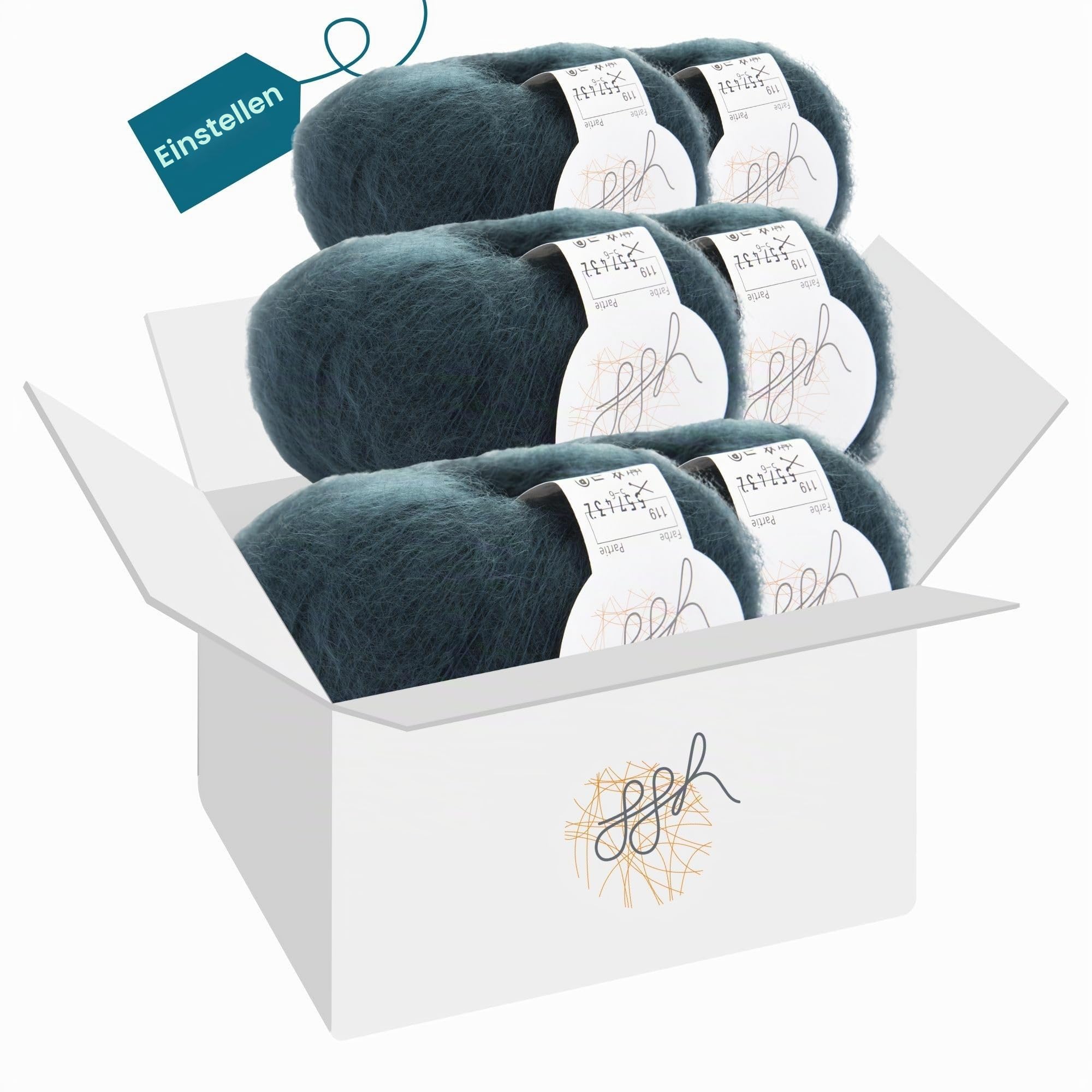 ggh Kid Box - 6 Knäuel Strickwolle aus Kid Mohair - 119 - Grüner Schiefer
