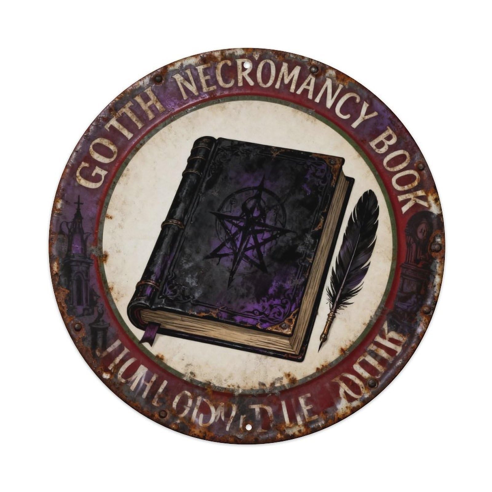 Goth Necromancy Book Metal Tin Sign Plaque