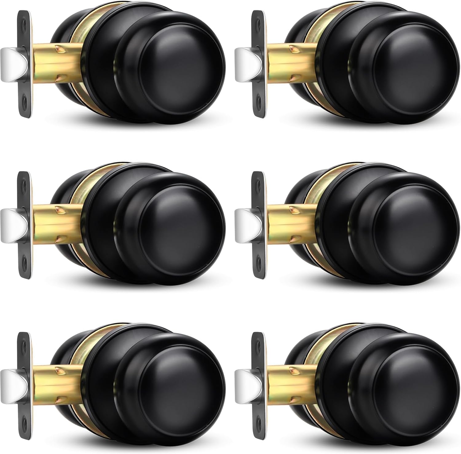 Sopoby Privacy Door Knob, 10 Pack Matte Black Round Keyless Doorknobs Interior/Exterior Lockset, Privacy Locking Door Knobs for Bedroom/Bathroom, Black Modern Design Door Hardware