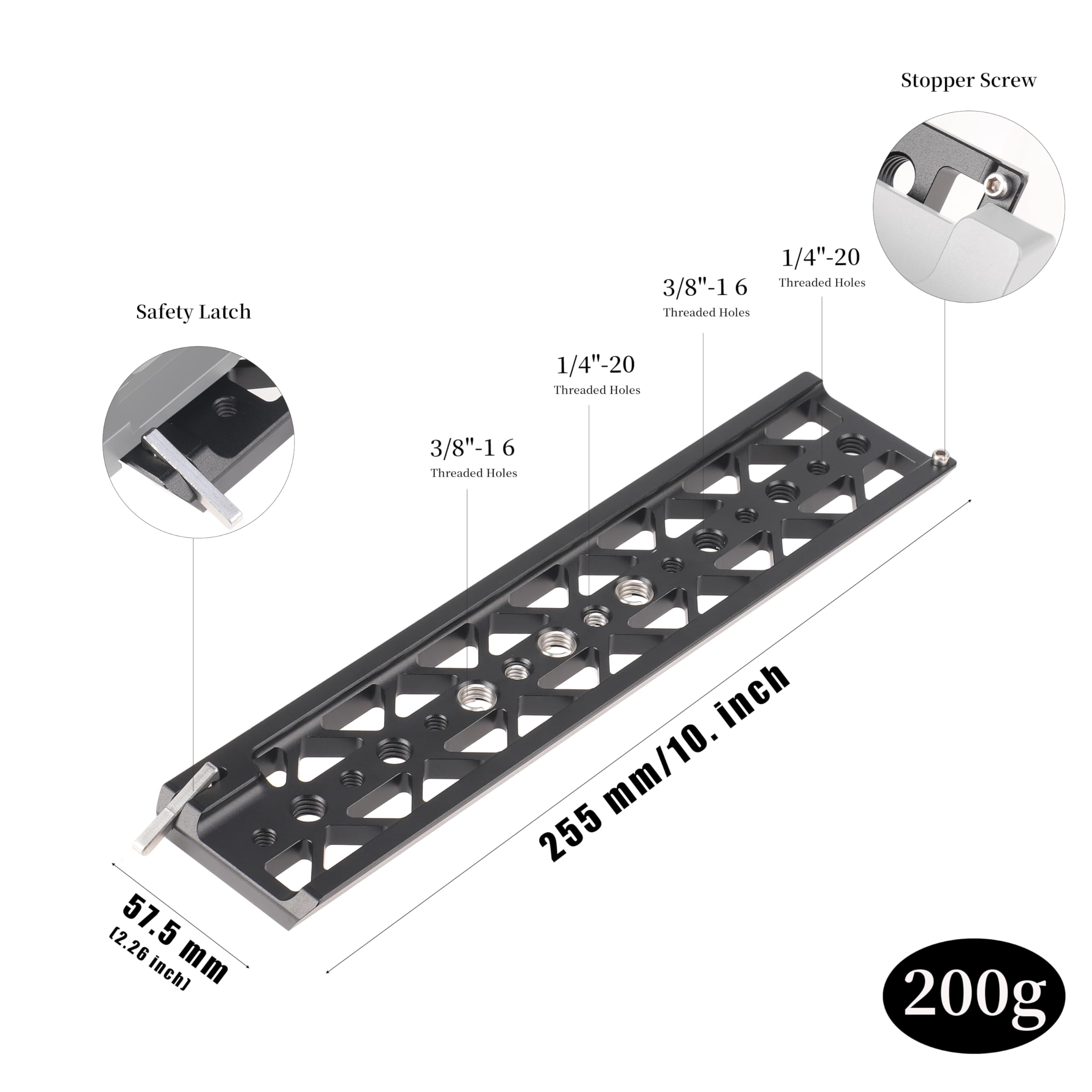 FOTGA Piastra a sgancio rapido leggera a coda di rondine, supporto per gabbia per fotocamera standard Tilta, Nero , 10-Zoll
