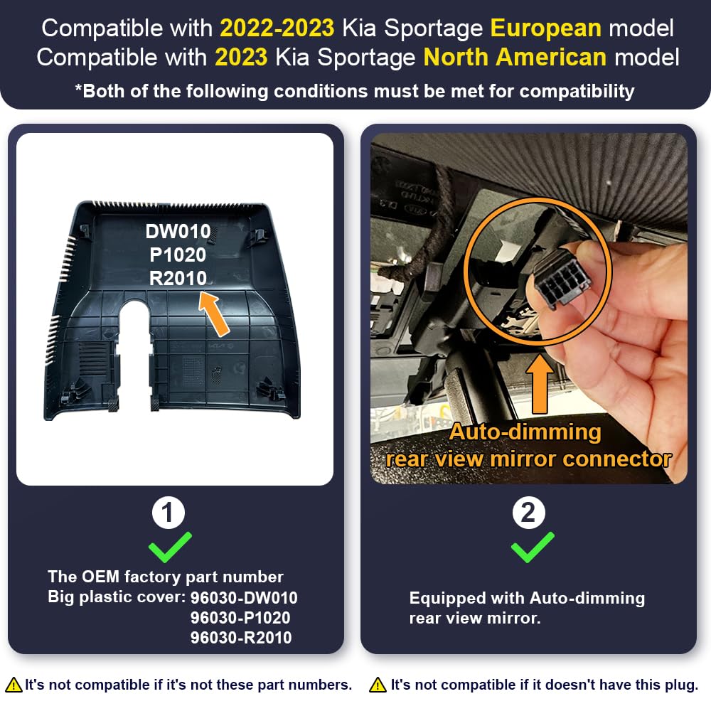 Fitcamx Dash CAM 2160P Adecuado para Kia Sportage 2022-2025 (5th Gen), OEM Camara Coche 4K UHD WiFi, Grabación en Bucle, G-Sensor, Visión Nocturna, WDR Camara para Coche, Plug & Play, Tarjeta de 64 GB