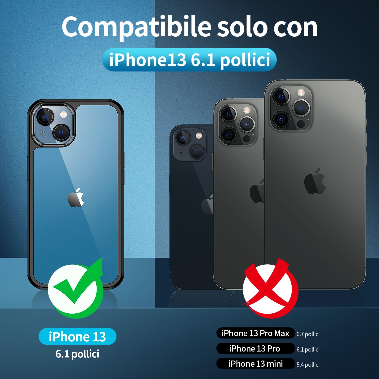 seacosmo Cover per iPhone 13, 9H HD Protezione dello Schermo in Vetro Integrata e Pellicola Fotocamera 360 Gradi Antiurto Case, Rugged Fronte Retro Custodia per iPhone 13, Nero