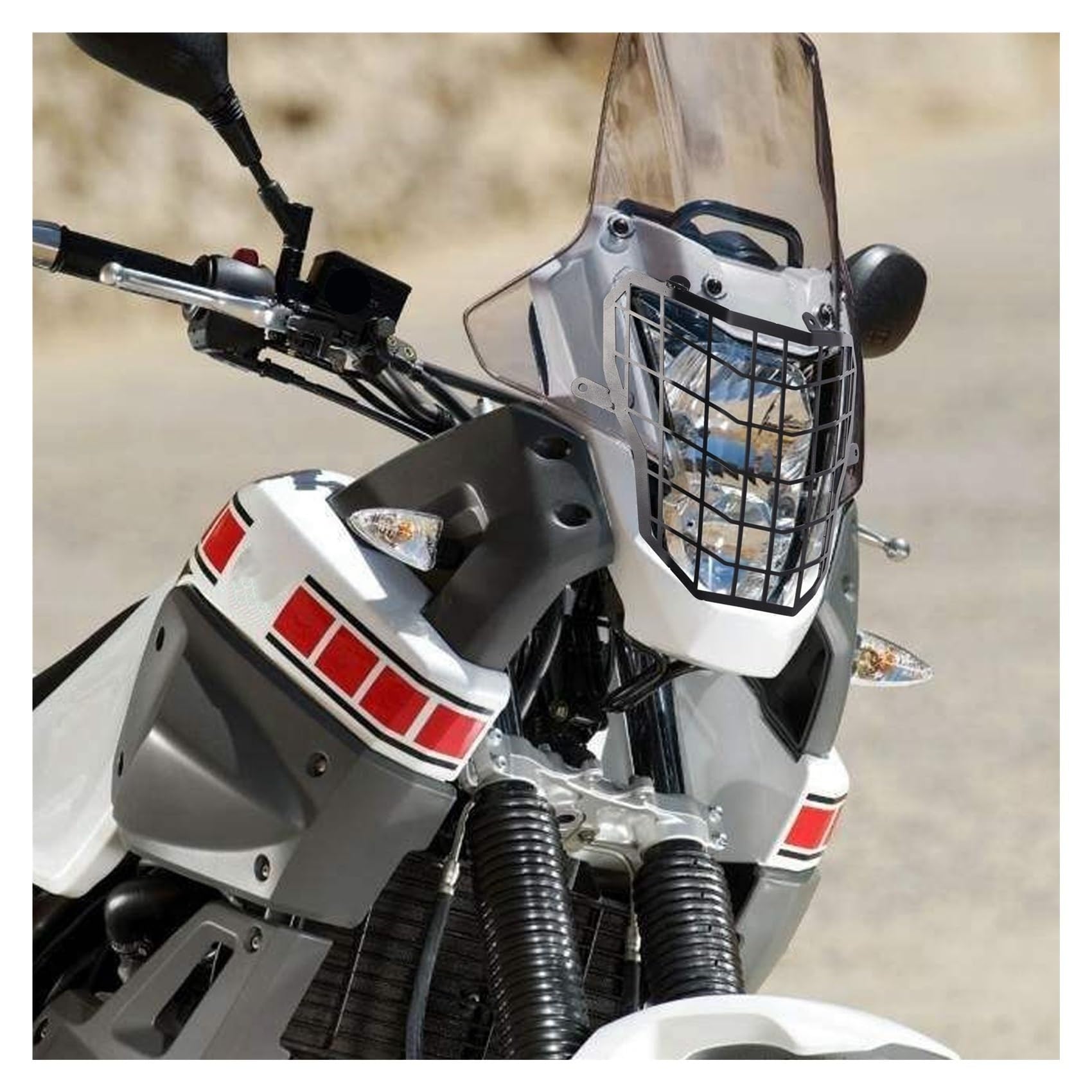 Grille De Protection Phare Moto Pour Yamaha XT660Z 2007-2017 - Métal Noir, 4 Points De Fixation - 7