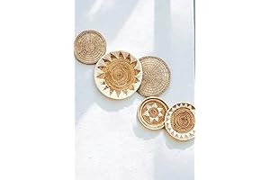 TheNamiCollection Woven Wall Basket Set - Five Hanging Seagrass Baskets