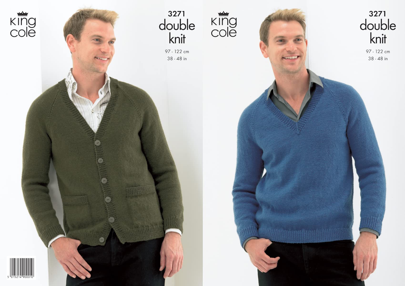 King Cole DK Knitting Pattern Sweater and Cardigan 3271