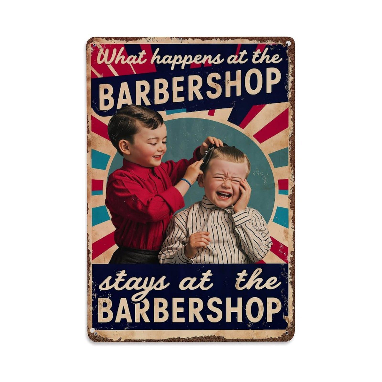 Jdfenggu Vintage Barber Shop Poster Design Retro Metal Tin Sign, Metal Poster For Bar, Home, Man Cave, Kitchen, Laundry Room Art Decor 8X12 Inch