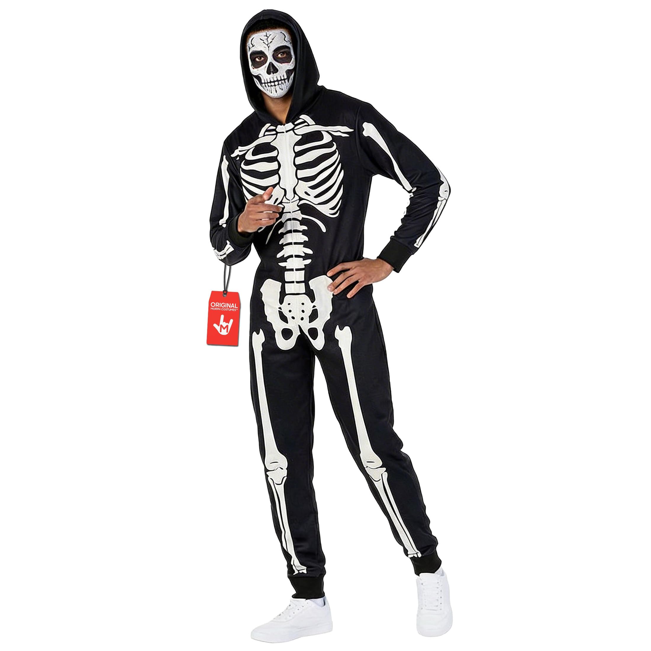 Morph Skeleton Costume Men with Front Zipper