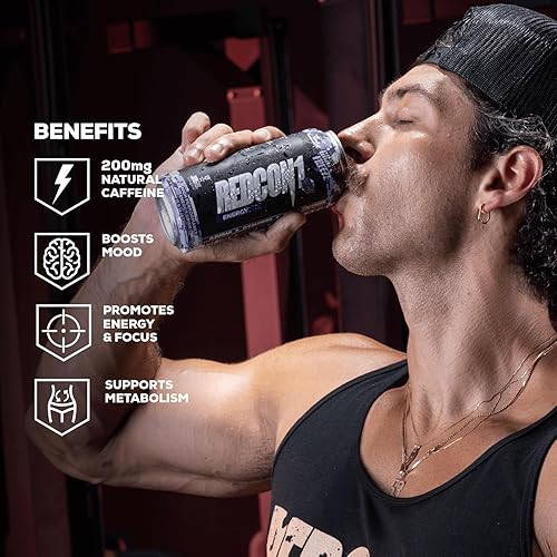 Miniatura 4 de REDCON1 Bebida energética de alto rendimiento, congelación de uva, bebida energética sin azúcar con nootrópico Alpha GPC, 200 mg de cafeína natural
