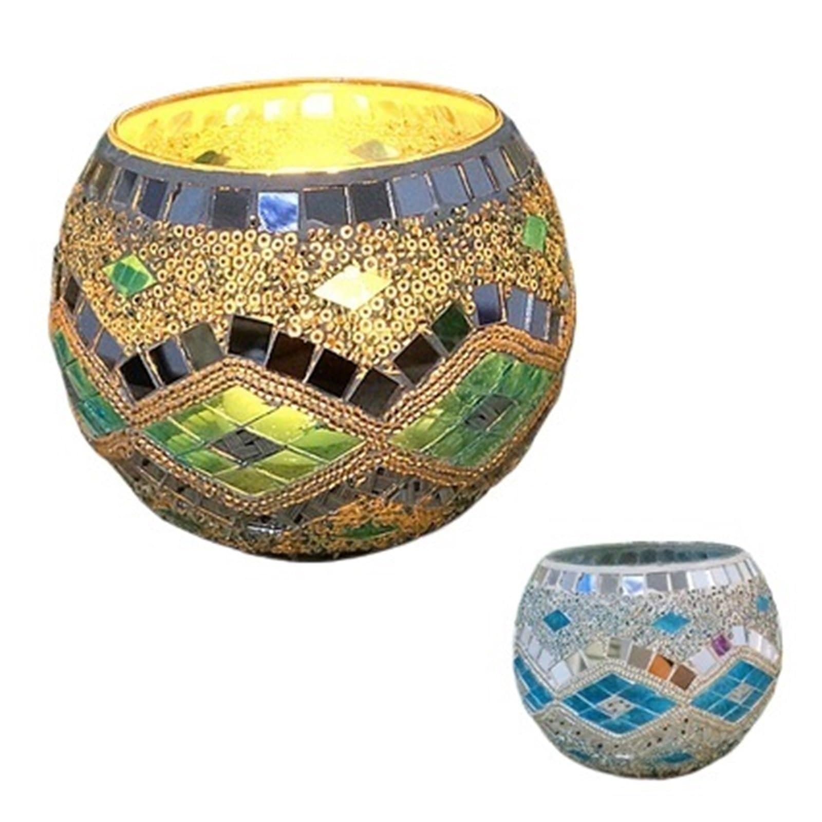 Candle sticks holder candle holders， Snowflake Mosaic Glass Candlestick Holders(Style23)