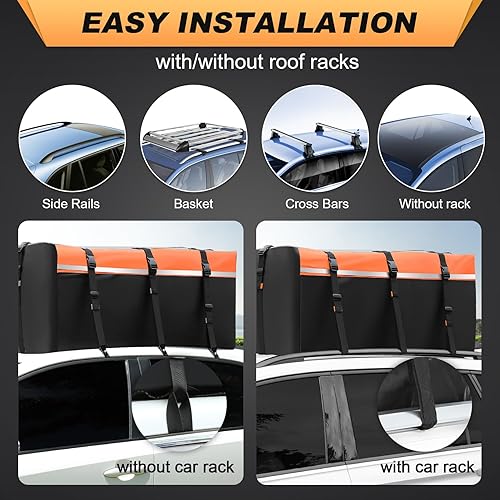 Miniatura 3 de Sailnovo Portaequipajes para techo de automóvil, 20 cúbicos, impermeable, suave, incluye alfombrilla antideslizante, 6 ganchos de puerta, bolsa de