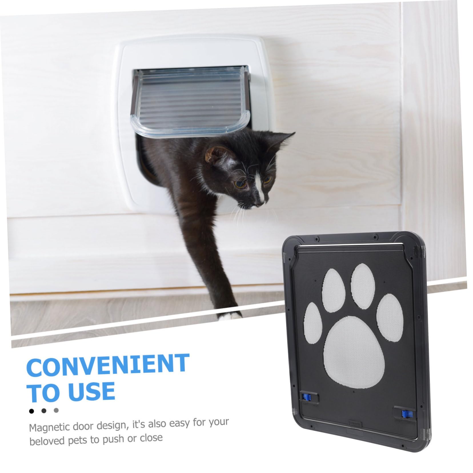Puerta Mosquitera para Mascotas Negra de Hierro Cierre | Solapa Magnética, Bloqueo Automático, Instalación Sencilla en Casa o Exterior