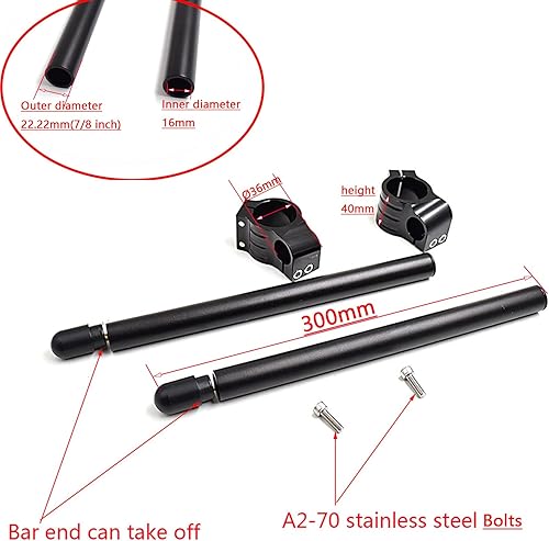 Miniatura 8 de CNC Aluminio 30 mm Clip on Manillar Reemplazo Ajuste para Horquilla Universal Diámetro 1.181 in Cafe Racer manillar Ángulo de inclinación 8 barras