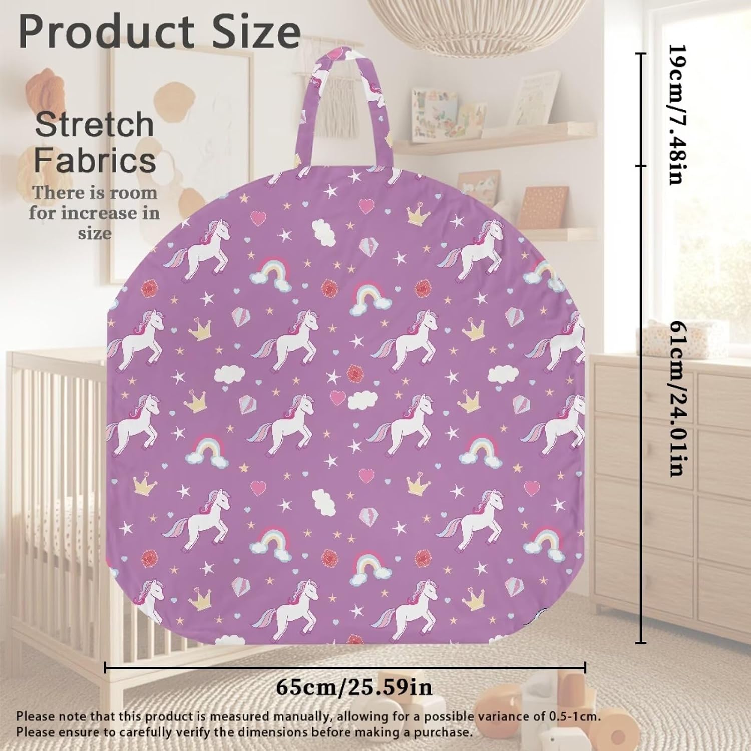 2 Pieces Unicorn Pony Newborn Lounger Cover, Rainbow Cloud Crown Washable Portable Soft Infant Lounger Baby Floor Seat for Baby Girls Playing Sleeping
