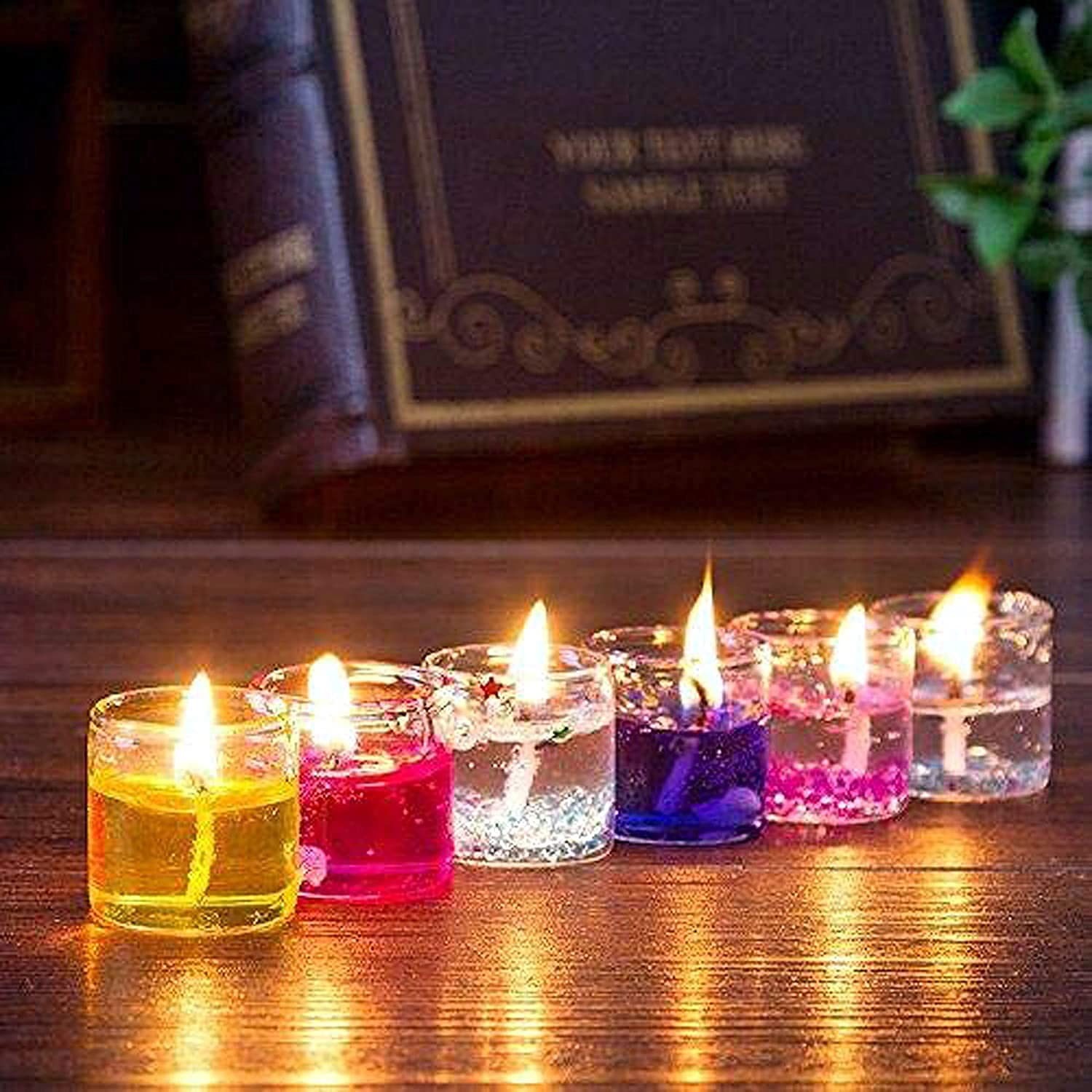 Nrson® Tealight Jelly Candles Colourful Jelly Smokless Candles Diye Deepak for Home Decor Diwali Decoration Spa Birthdays Party Festivals - Set of 12 Pieces 1
