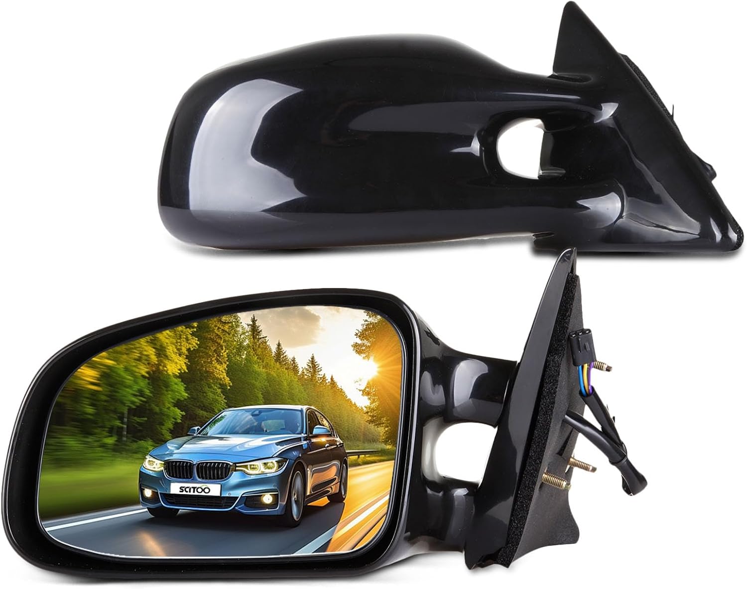 SCITOO Door Mirrors, fit For Pontiac Exterior Accessories Mirrors fit 1999-2003 For Pontiac Grand Am with Power Controlling Non-telesccoping Non-Folding Features (Pair)