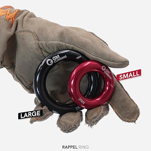 Miniatura 22 de GM CLIMBING Rappel Ring 25kN para escalada en roca Arborist Rescue Slackline Hammock Large Negro_1 paquete