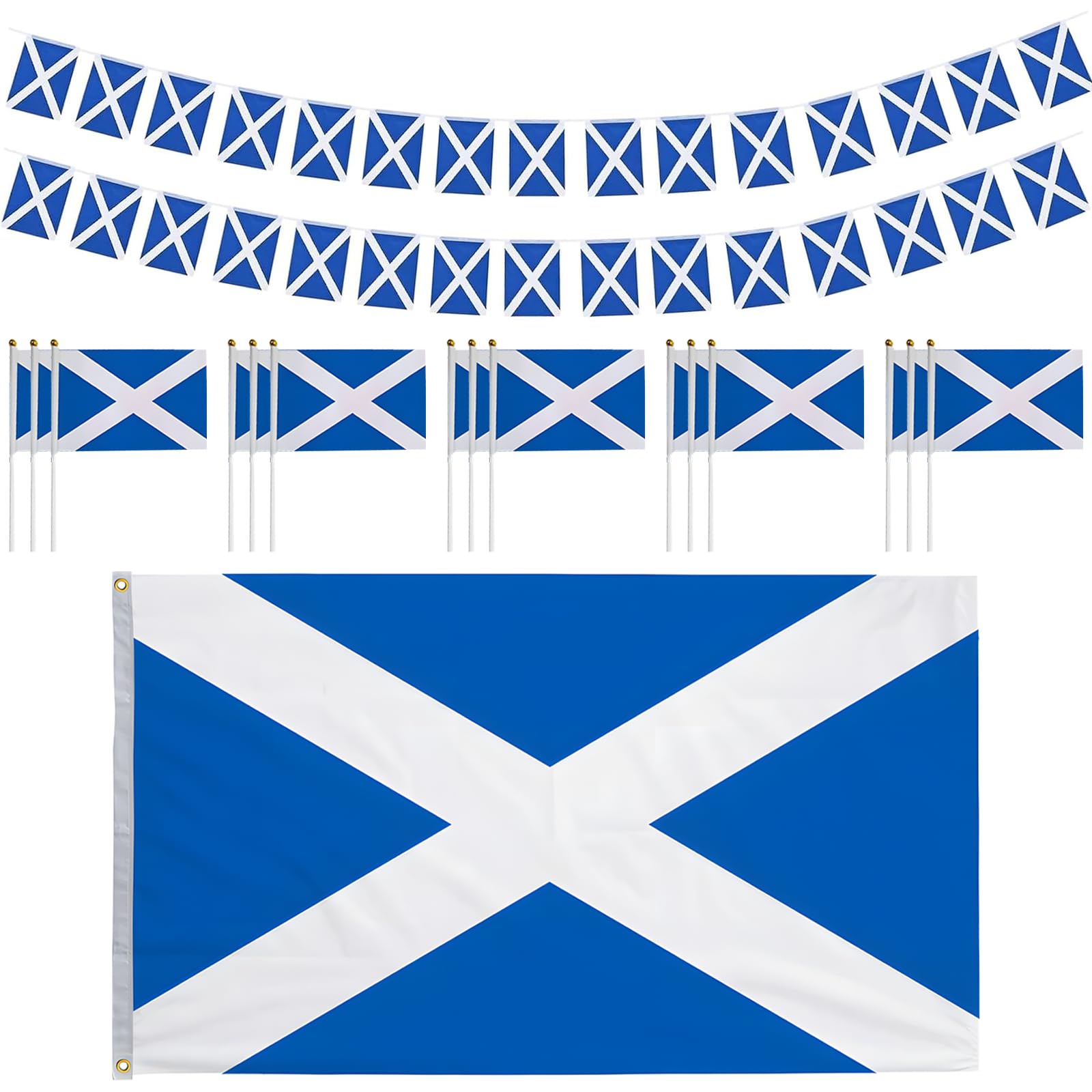 FunnAura 36Pcs Scotland Flag Set, Large Scottish Flags for St. Andrew's Day 2026 Euro Football World Cup Party Decor 150x90cm
